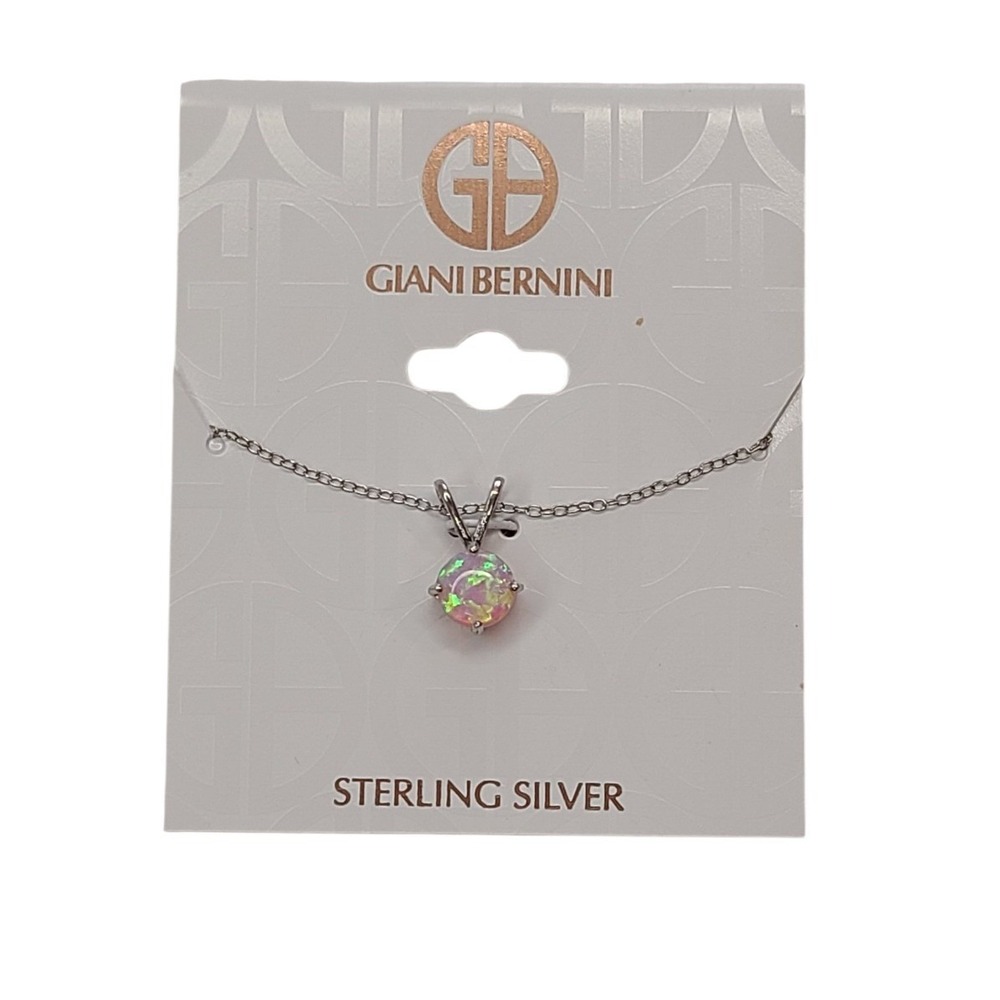 Gianni Bernini Sterling Silver Pink‎ Opal Ball Pendant Necklace